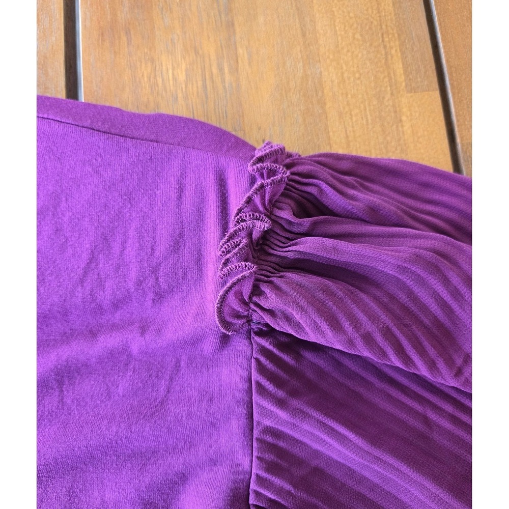 Chicos Purple Pleated Chiffon Bell Sleeve Top Sz 3/XL Feminine Boho Hippie Fairy - Picture 5 of 8